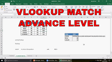 Learn Excel -Video 475- Use of VLOOKUP & MATCH