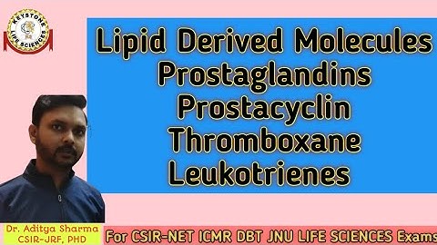 Lipid Derived Molecules| Eicosanoids| Prostaglandins By Dr. Aditya Sharma for CSIR-NET ICMR DBT JNU