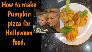 How to make Pumpkin pizza for halloween food.