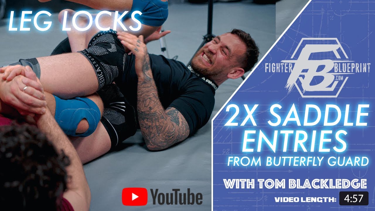2 saddle entries in to heel hooks/leg locks from butterfly guard for no