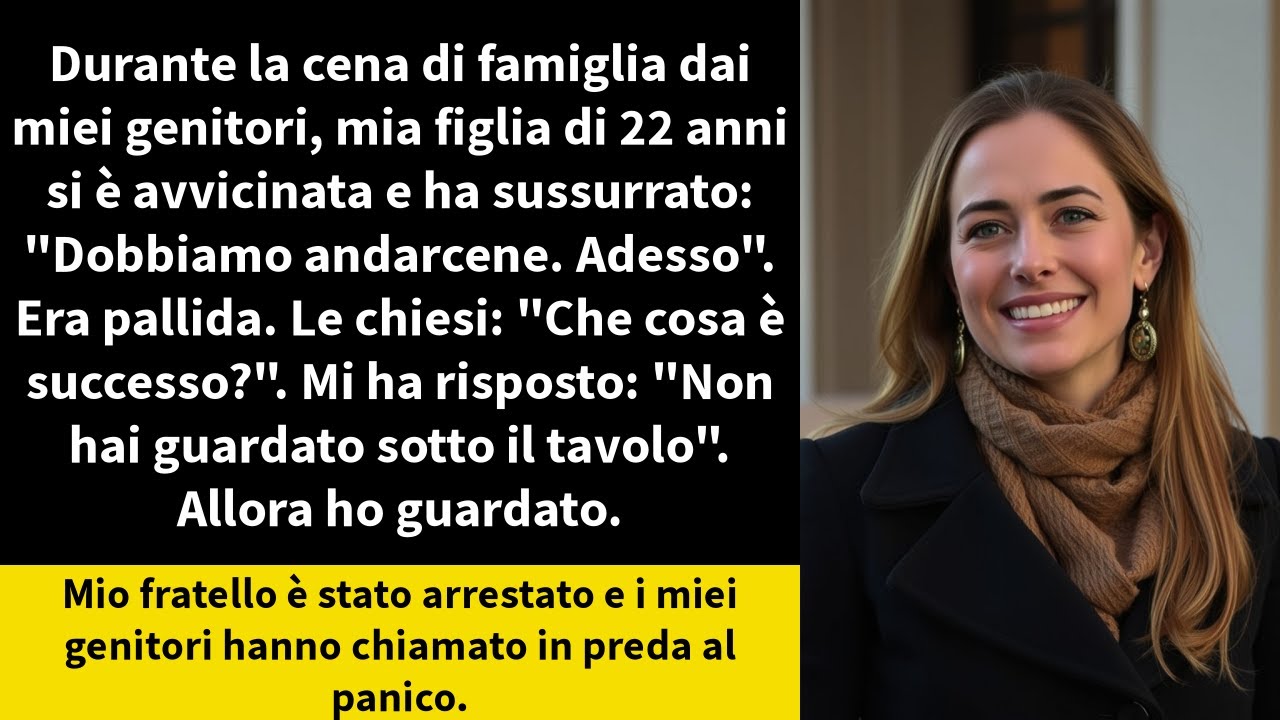 Durante la cena di famiglia dai miei genitori, mia figlia di 22 anni si è avvicinata e ha sussurrato