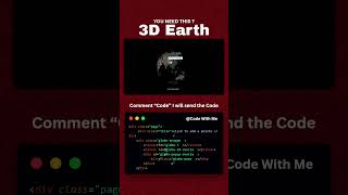3D Earth Animation Using HTML CSS & JavaScript 🌍🔥 #Shorts