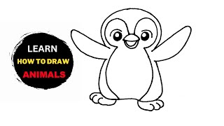 Pencil Drawing Animals Easy Step By Step | Cute Baby Penguin | Pencil Drawing Pictures