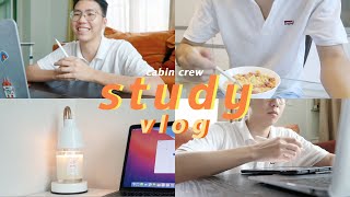 study vlog l 🧑🏻‍💻 เรียนออนไลน์, cabin-crew online training, unpack เทียนหอม jasmali