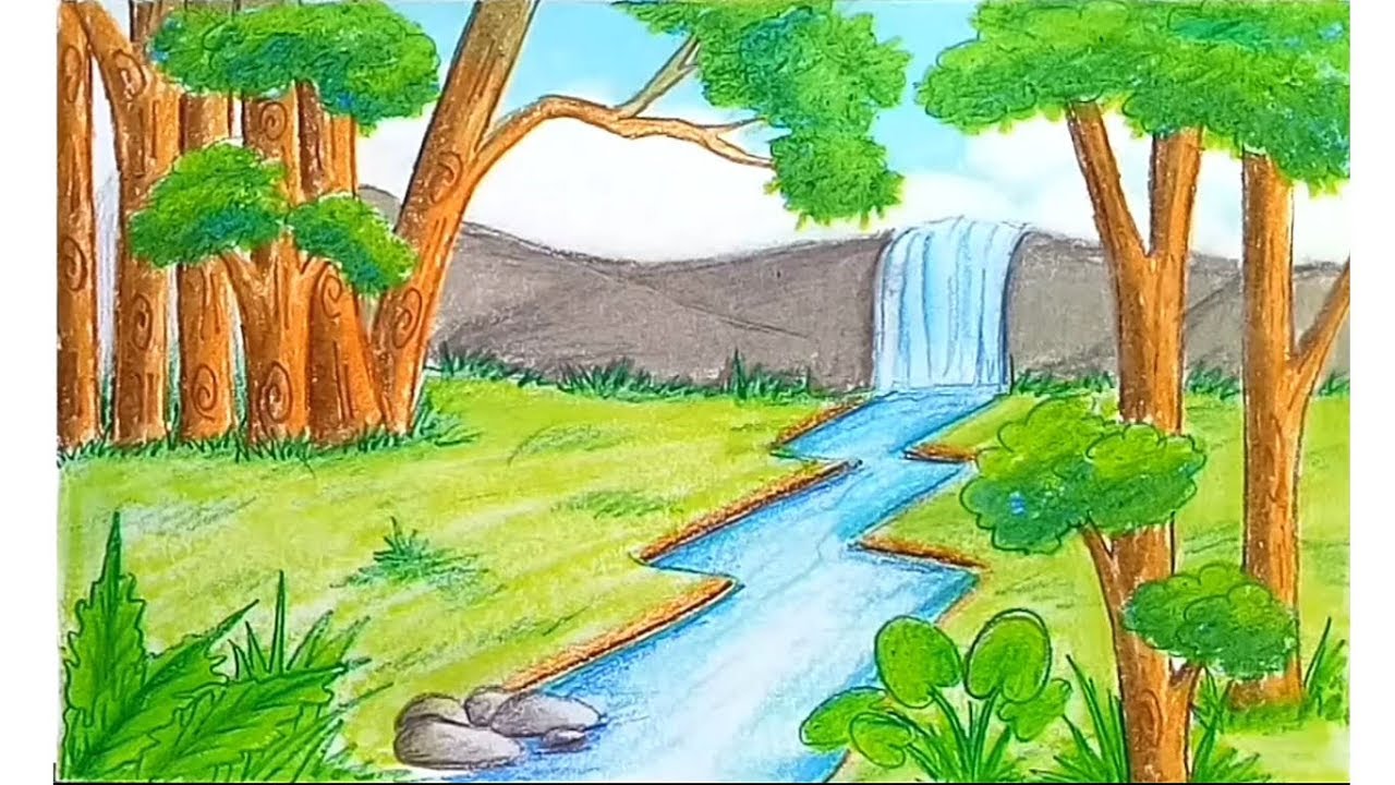 Featured image of post Drawing Of Waterfall Scenery / How to draw nature scenery of waterfall, sunset, and houses | easy sunset over waterfall scenery drawing.