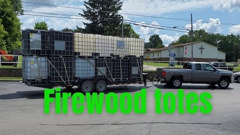 Amptuee Log splitting into IBC Firewood Totes for storage geniumx3