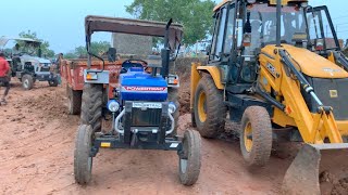 Jcb 3Dx Working With Powertrac 439 | Eicher 485 | Swaraj 724 Old Tractor