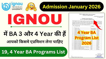 IGNOU में BA 3 और 4 Year की हैं | IGNOU Admission Form Fill Up Online 2026 | IGNOU Admission 2026
