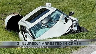 Three injured, one arrested in Ballard County, KY crash