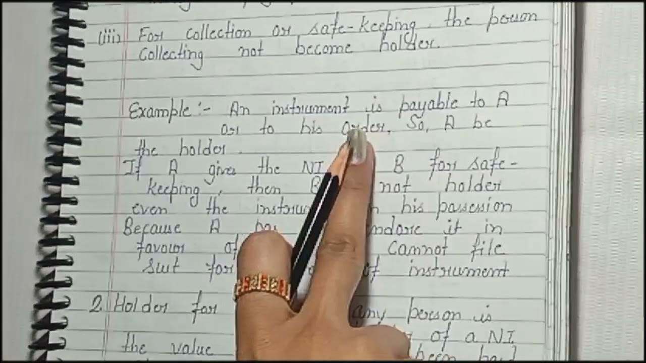 Holder, Holder for value and Holder in due course. YouTube