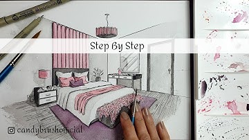 How To Draw A Bedroom In Two Point Perspective | Step by Step