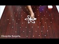 Easy lotus kolam with 9x5 dots  flowers muggu  friday muggulu  dheepiika rangolis