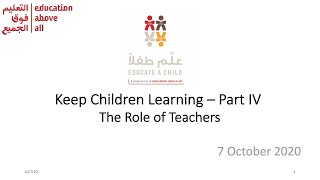Keep Children Learning Part IV The Role of Teachers