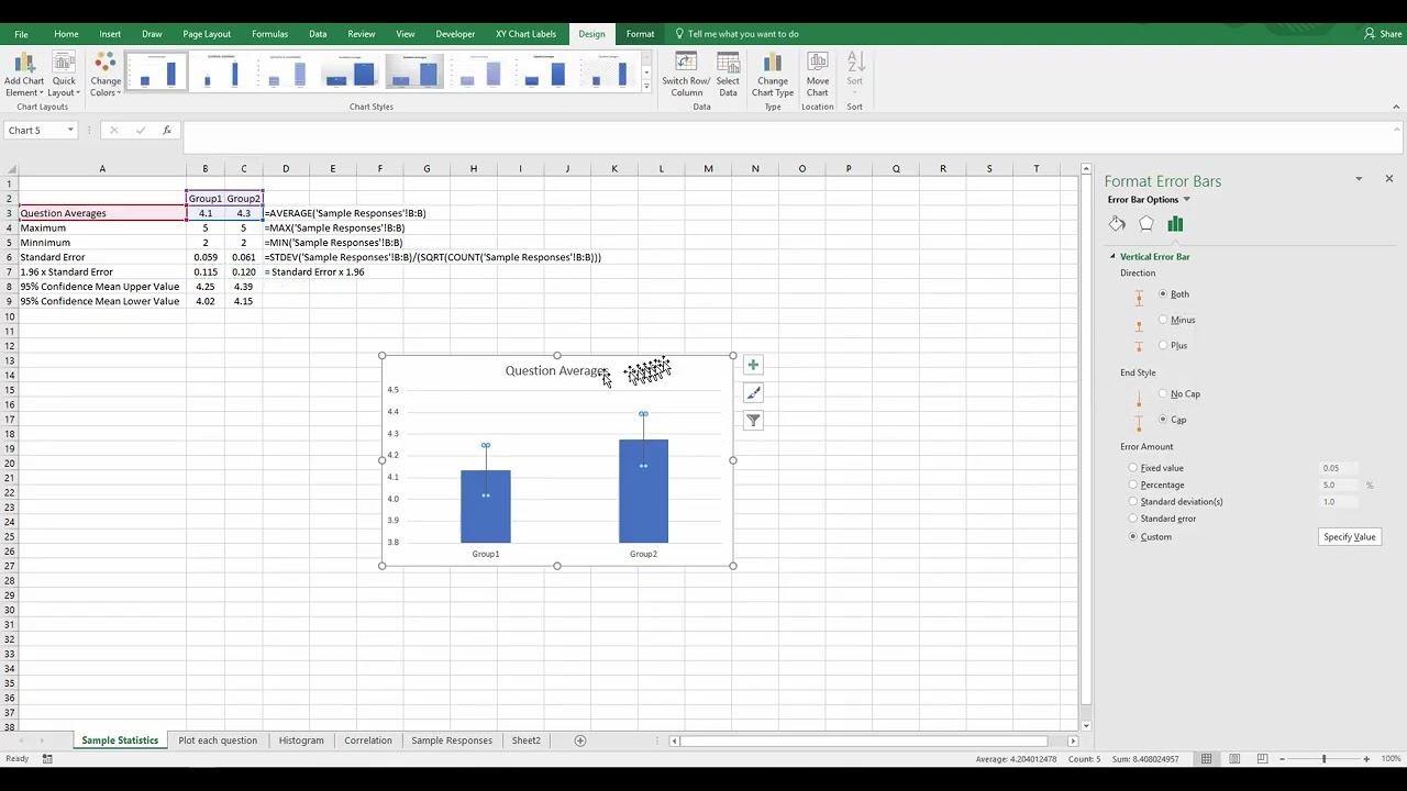 How to add error bars to a graph with Excel