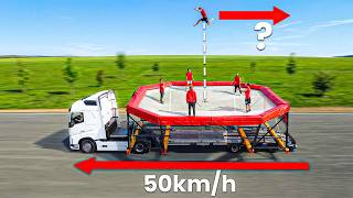 I Tested Newton’s Laws on a Moving Trampoline (50km/h)