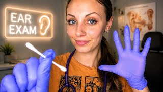 ASMR Ear Cleaning and Exam!👂(Ear Wax Removal, Hearing Test, Glove Sounds)