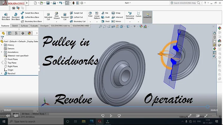 Solid works Pulley Design | Revolve operation