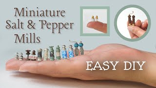 DIY MINI Salt & Pepper Mills / Grinders ~Dollhouse Miniatures #DollhouseMinis #MiniatureCookingIdeas