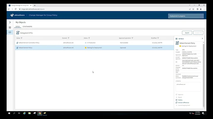 GPO Change Control Walkthrough with SDM Software's Change Manager for Group Policy 1.0