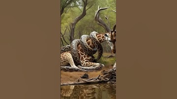 Giant Python Vs Giraffe in the Jungle #python #snake #giraffe #youtubeshorts #wow