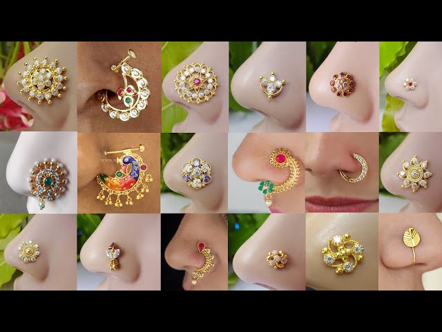 Latest Gold Nose Rings designs collection //Gold Nose Pin Trending Style  (2021) - YouTube