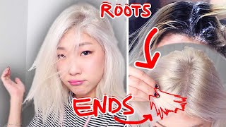 HOW TO BLEACH BLACK TO PLATINUM ROOTS IN 2 HOURS (it worked!!)