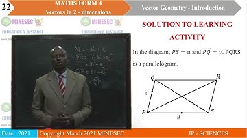 IP-SC MATHEMATICS Form 4 Lesson 20 Introduction to Vector Geometry