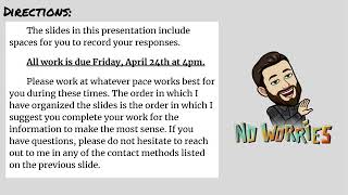 Week 2 Directions!