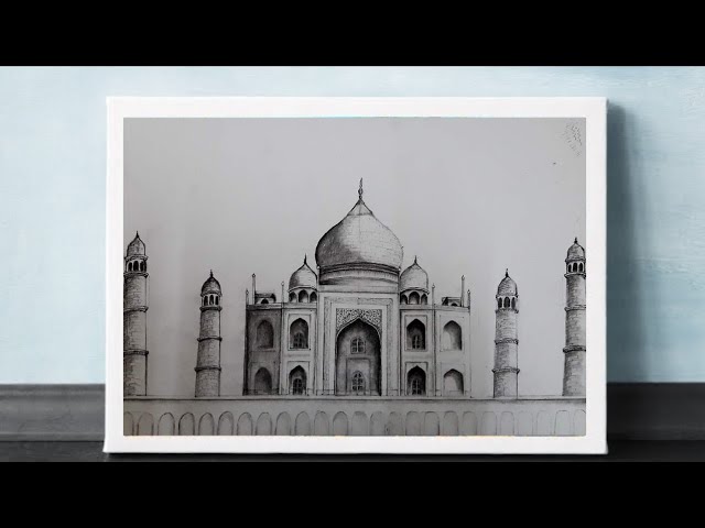 Beautiful Taj Mahal Drawings and Sketches | Taj mahal drawing, Taj mahal,  Glass painting designs