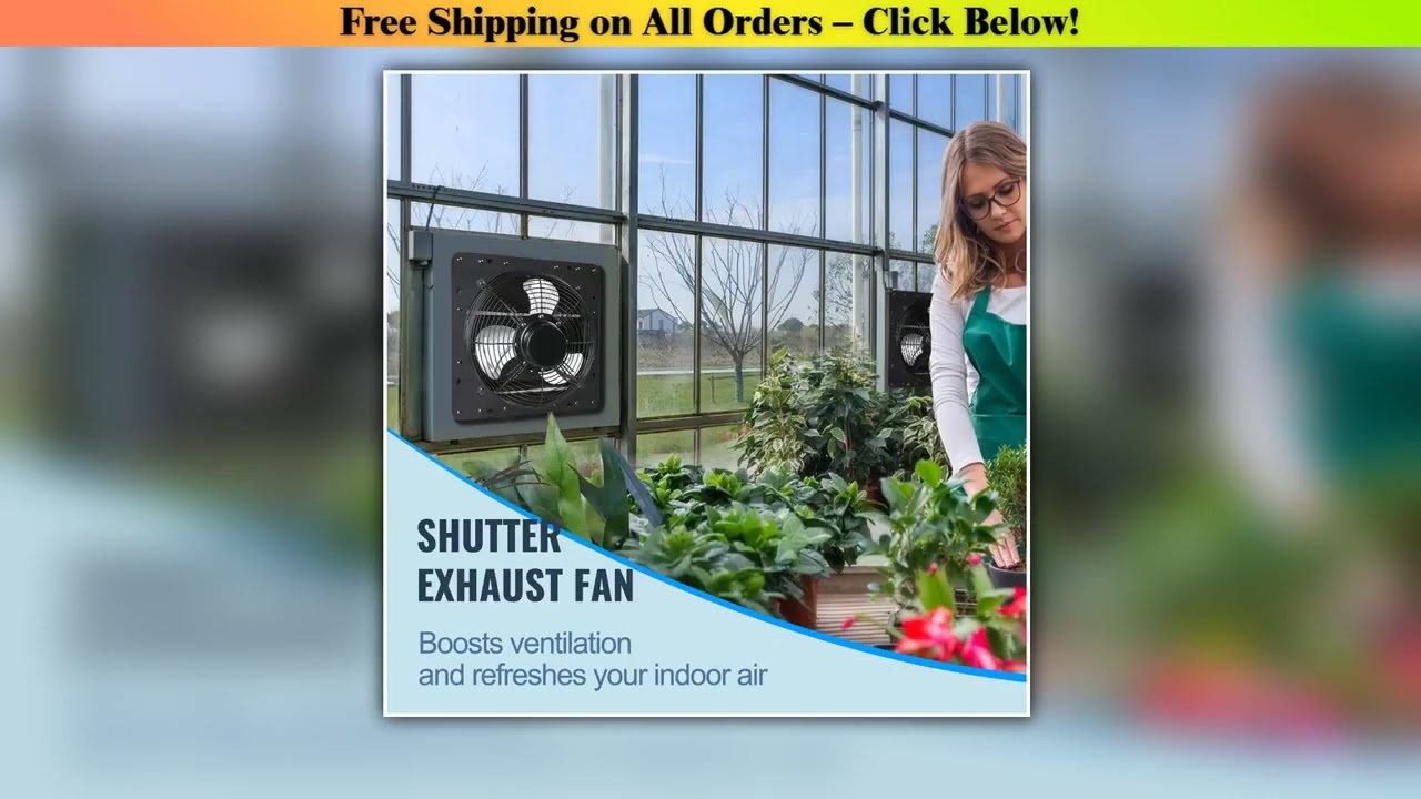 SucceBuy Shutter Exhaust Fan 12'' with Temperature Humidity Controller EC/AC-motor 940 CFM