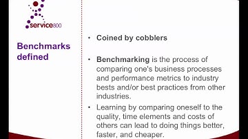 Better business decisions through benchmarking Part 1