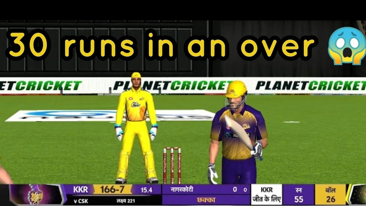 CSK vs KKR Pat Cummins 30 runs in an over recreated by real cricket