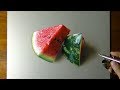 DRAWING WATERMELON - How to Draw 3D Art in less than 5 hours