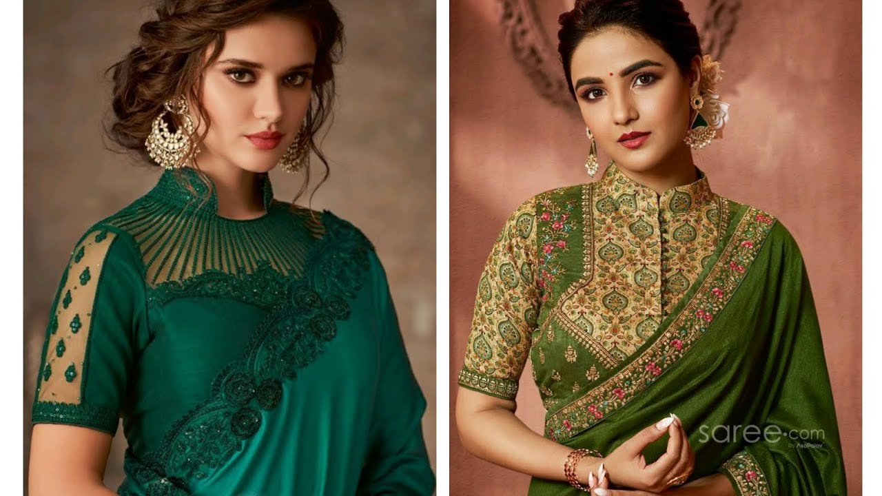 Sawan💚 special saree collection #teejblouse#highneckblouse designs new#sareerakshabandhan#greensaree