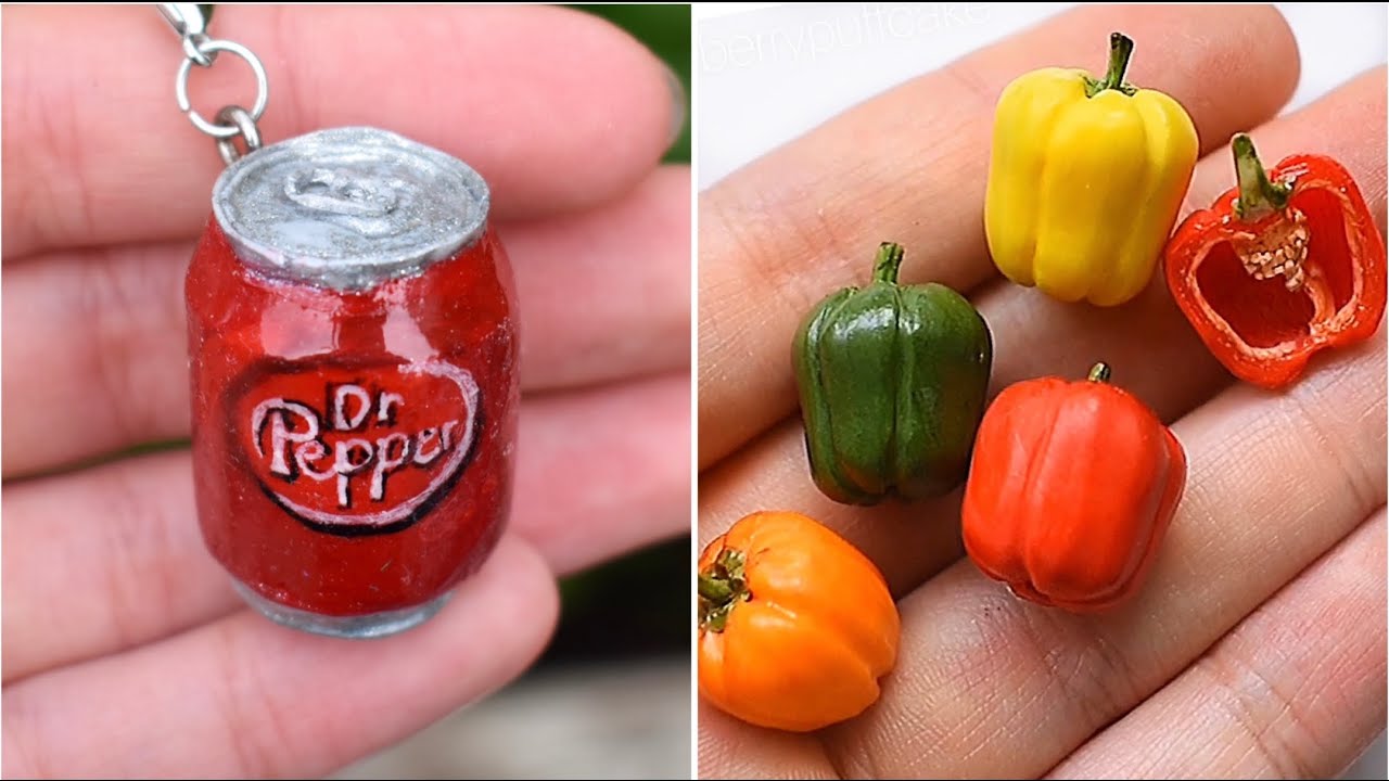 How I make Mini Food for Dollhouse🫑 | Polymer Clay Tutorial ...