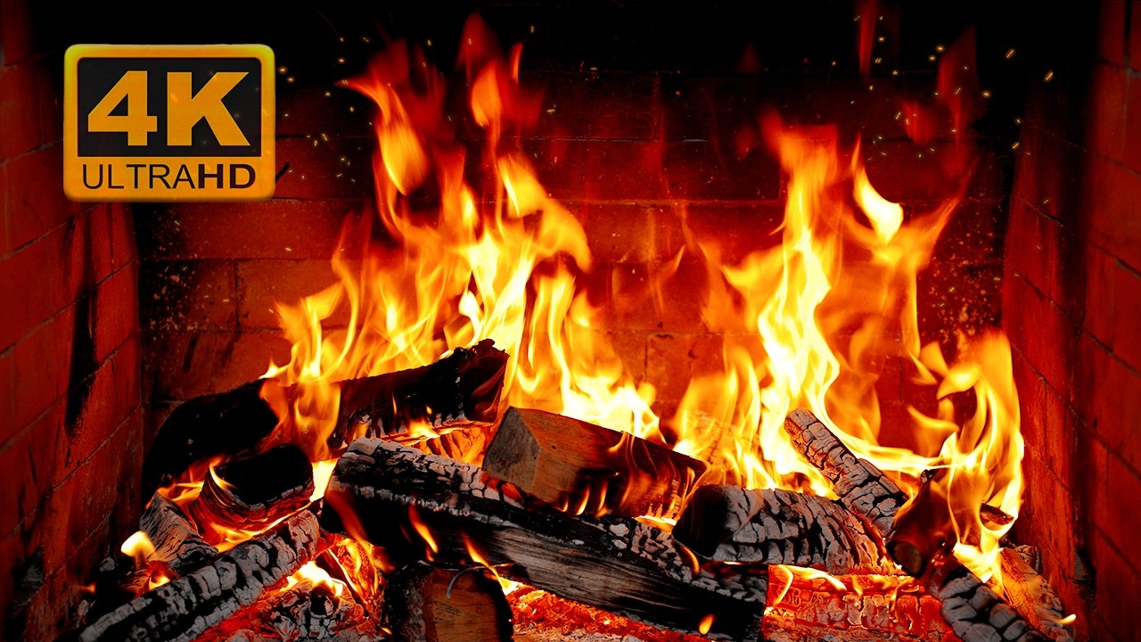 4K Cozy Fireplace 🔥 Crackling Logs & Relaxing Fire Sounds for Sleep ...