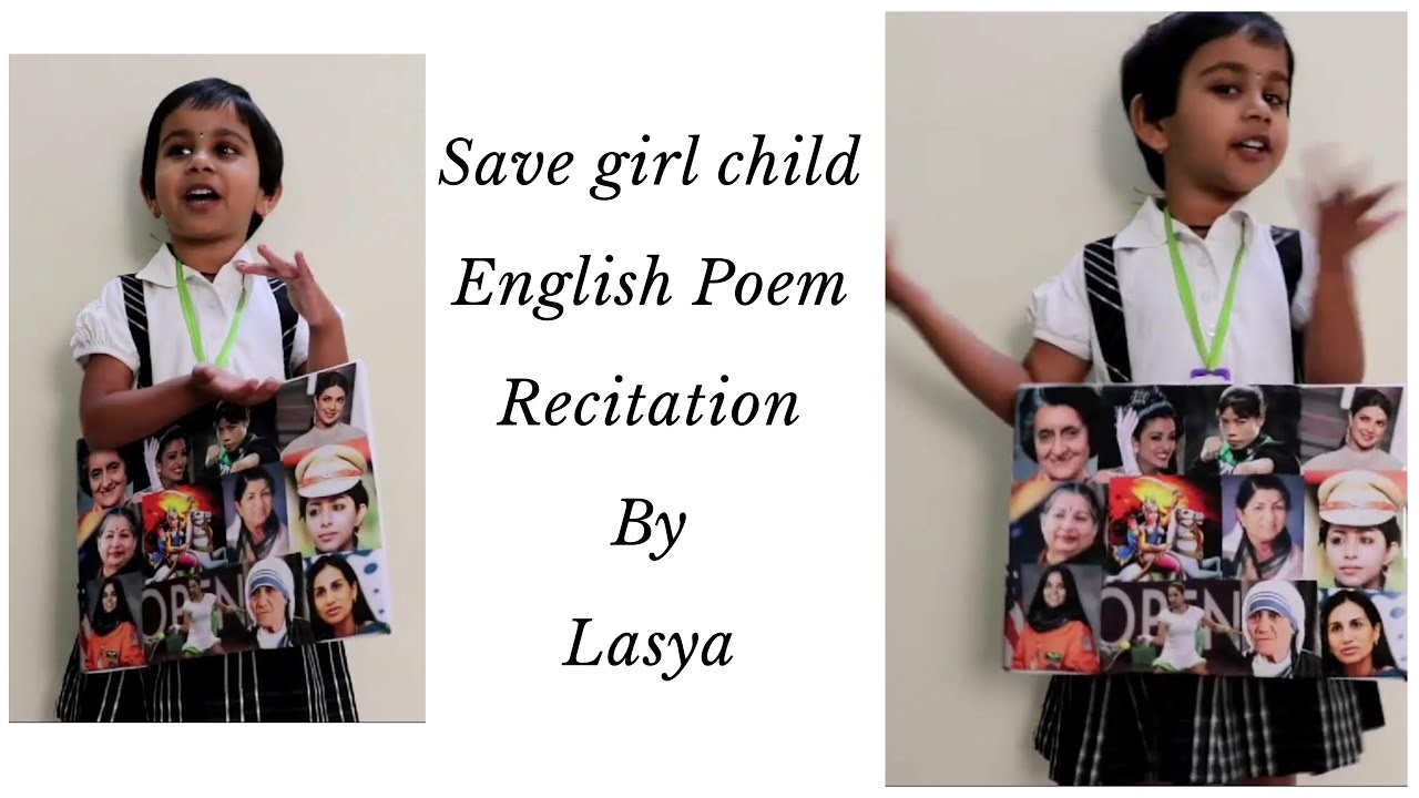 Save Girl Child English Poem Recitation by Lasya Lkg..