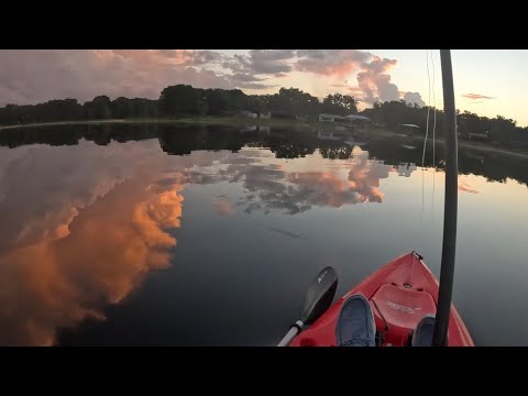 Beautiful morning bass fishing a chain of lakes from my Hobie kayak