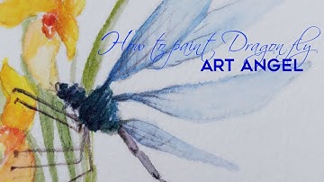 how to draw dragonfly simple with watercolor. cách vẽ con chuồn chuồn đơn giản bằng màu nước