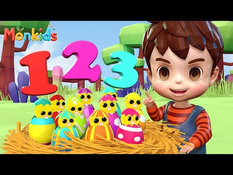 Counting 1 to 10 | Learn Count With Colorful Eggs on Farm | MonKids Nursery Rhymes & Kids Songs