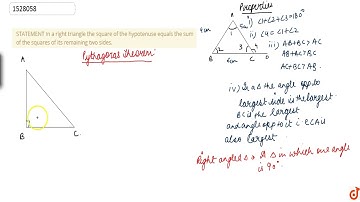STATEMENT In a right triangle the square of the hypotenuse equals the sum of the squares of it