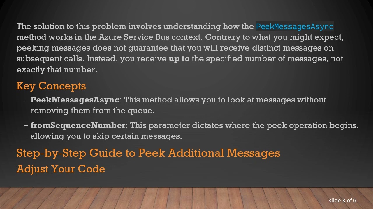 How to Peek a Second Set of Messages in Azure Service Bus Topics