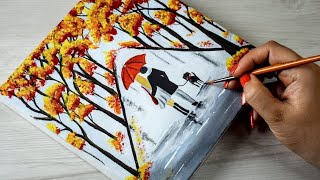 The easiest painting in the world: a beautiful romantic autumn painting.