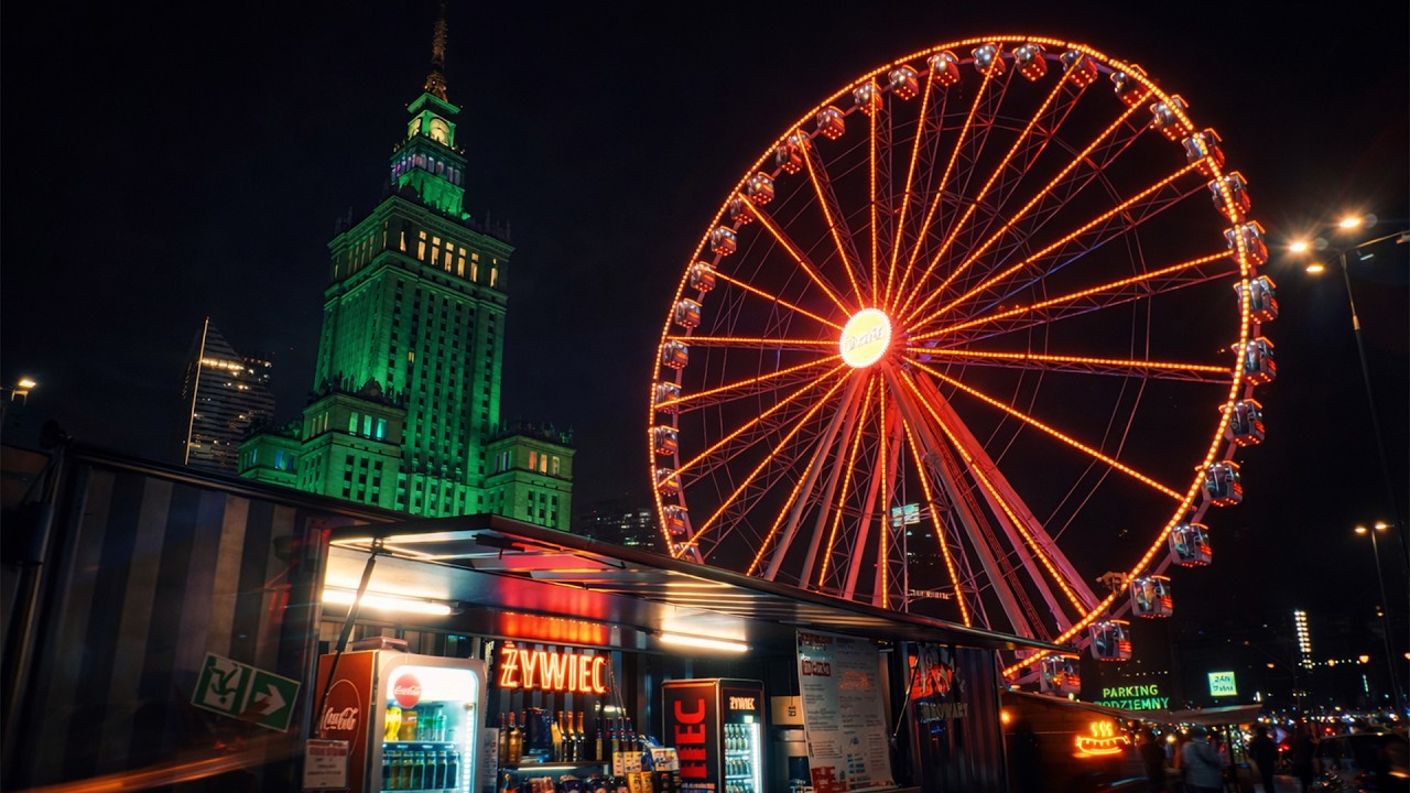 When Warsaw Freezes but the City Doesn’t Sleep | 4K Night Walk, Christmas Time