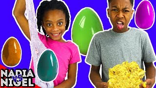 Don’t Choose the Wrong EASTER EGG SLIME Challenge!! - Sis VS Bro with Nadia VS Nigel
