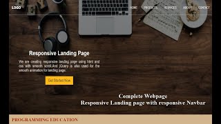 Responsive Landing Page  with 5 Sections and  Navbar using HTML5 and CSS3| Complete Website Tutorial