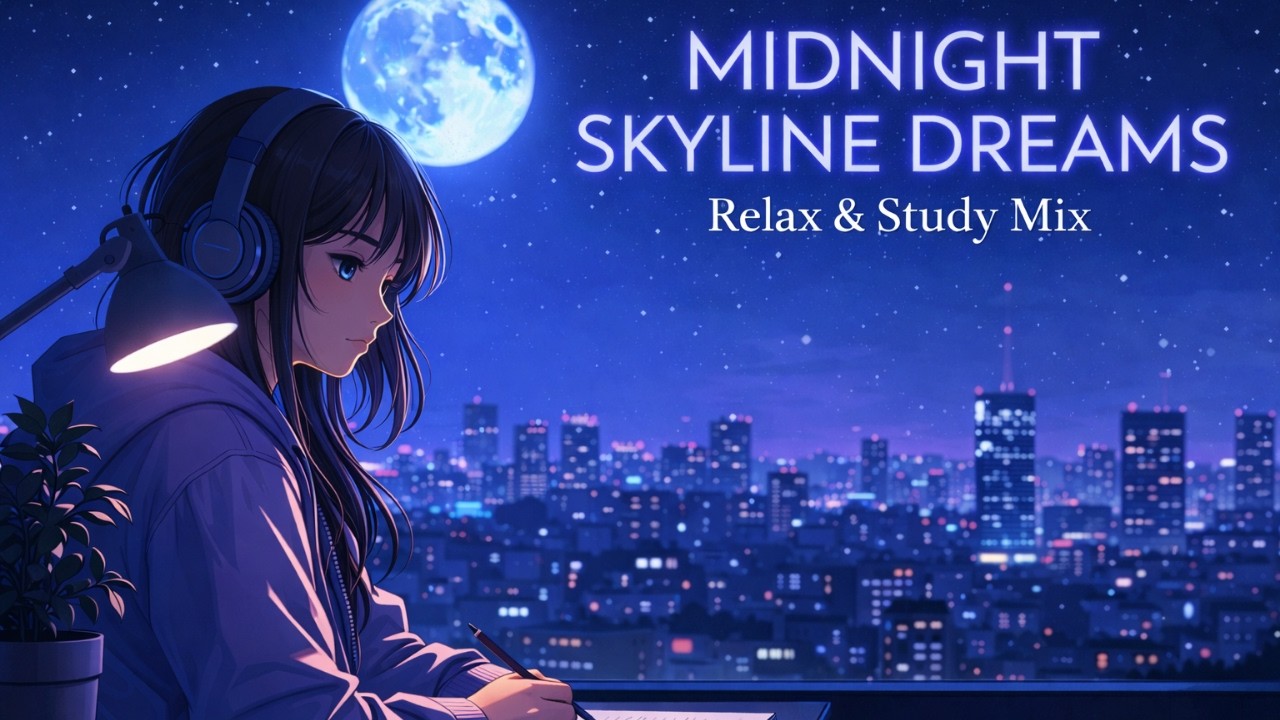 Midnight Skyline Dreams 🌙 | Relax & Study Lo-fi Mix (1 Hour) – 深夜の夜景で集中BGM