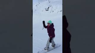 Angle And Her Happy Snowboarding Dance. Alyeska Resort