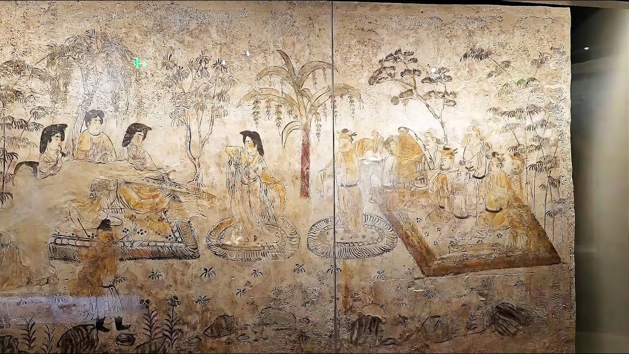 陕西：唐代韩休墓壁画10年修复后首次展出- YouTube