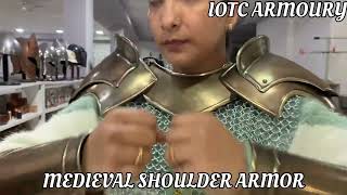 Medieval Brave Lady Chainmail Armor Costume-Armor Tasset With Chainmail Top-Gorget With Pauldron